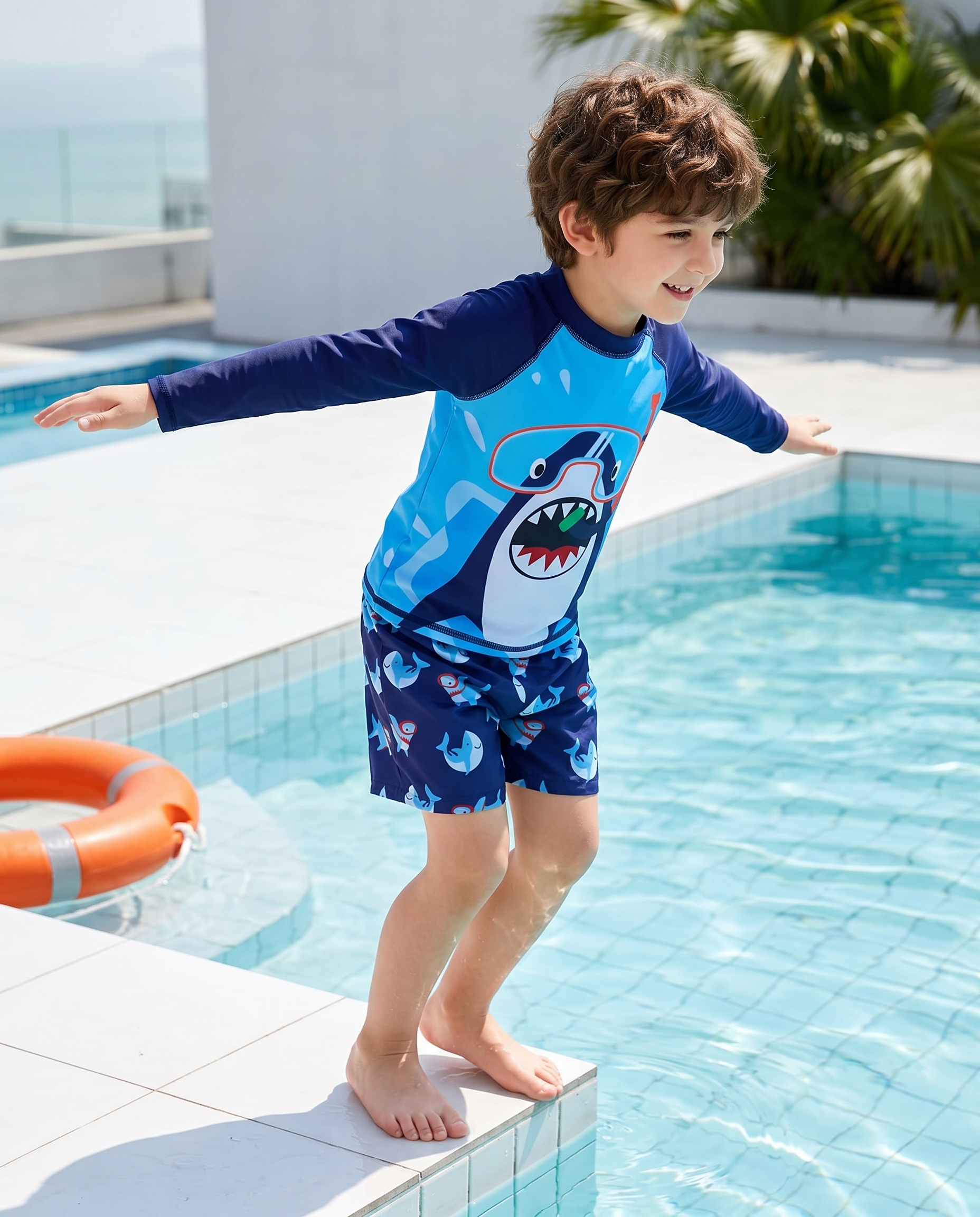 Boys Dinosaur Print Long Sleeve T-Shirt & Shorts 2-Piece Set