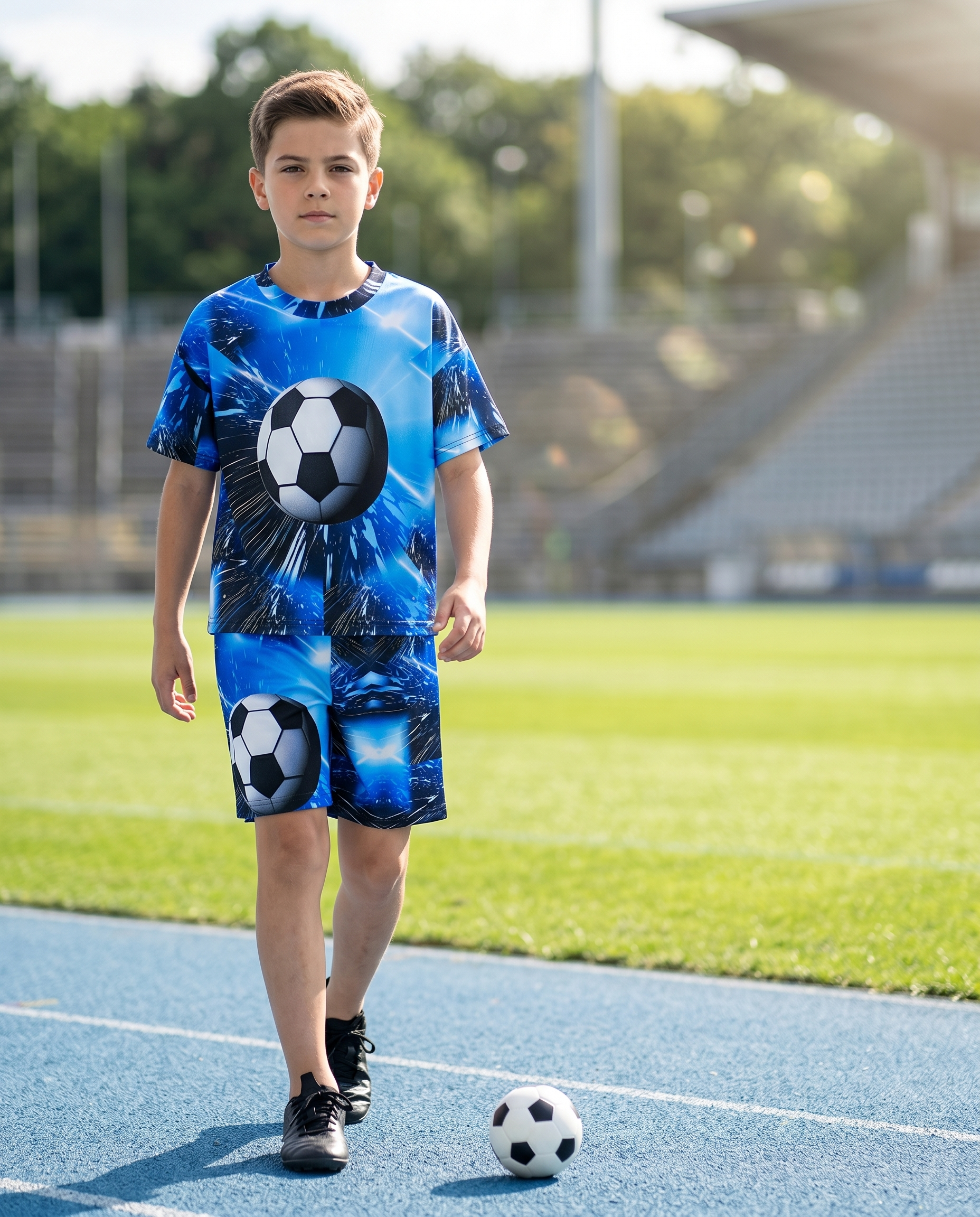 Boys Soccer Print T-Shirt & Shorts 2-Piece Set