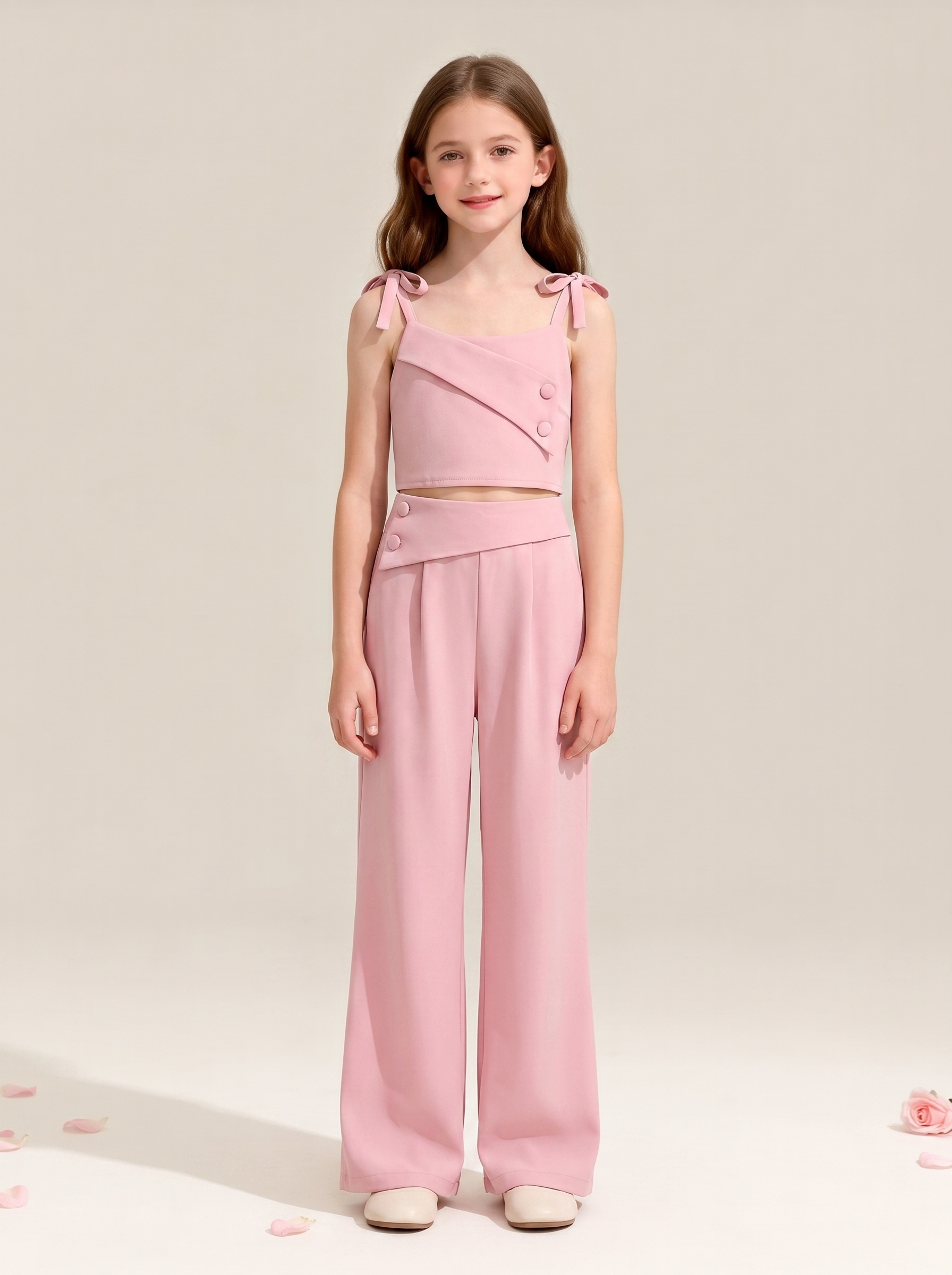 Girls Fashion Button Vest & Western Pants 2-Piece Set