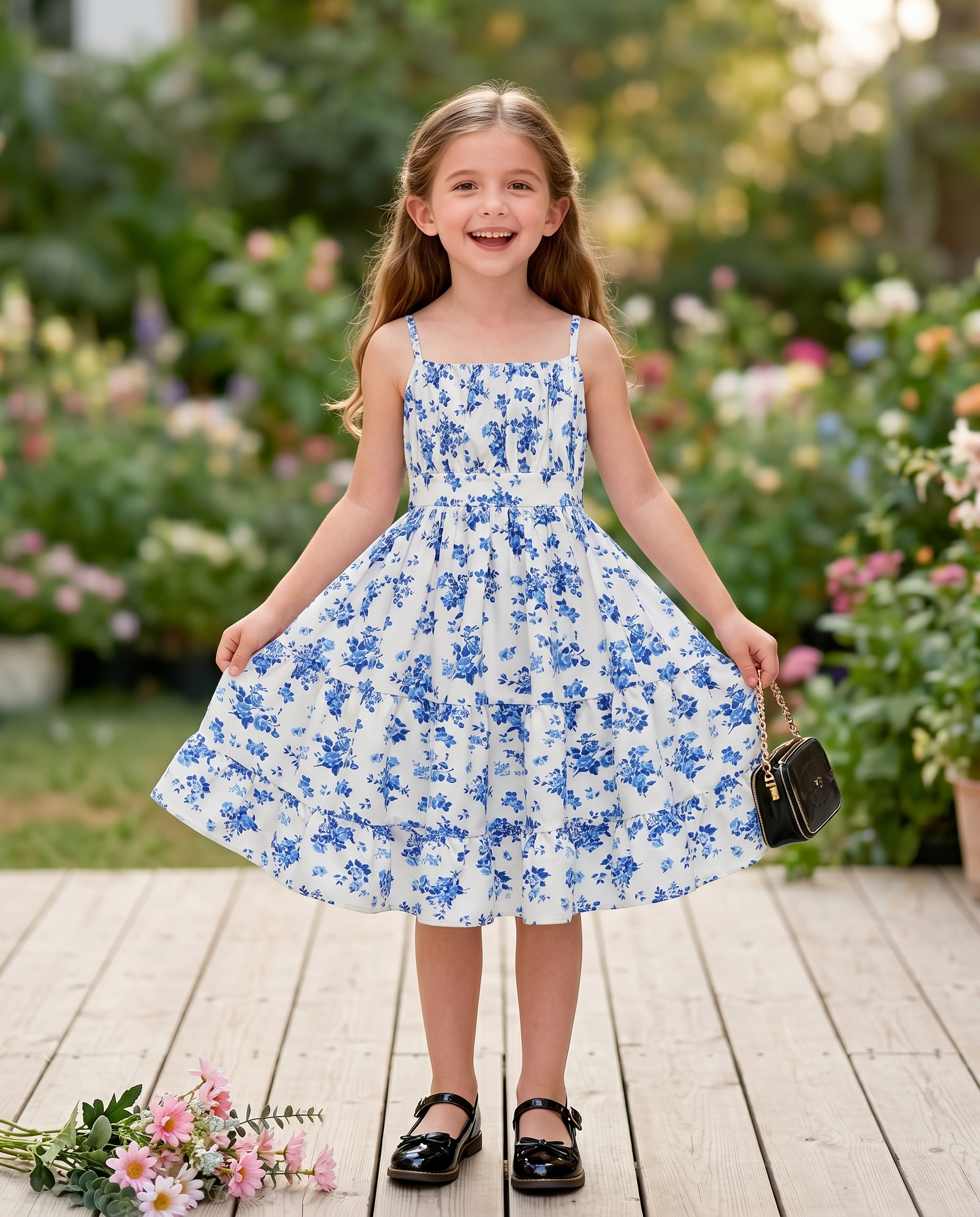 Girls Floral Print Cami Dress