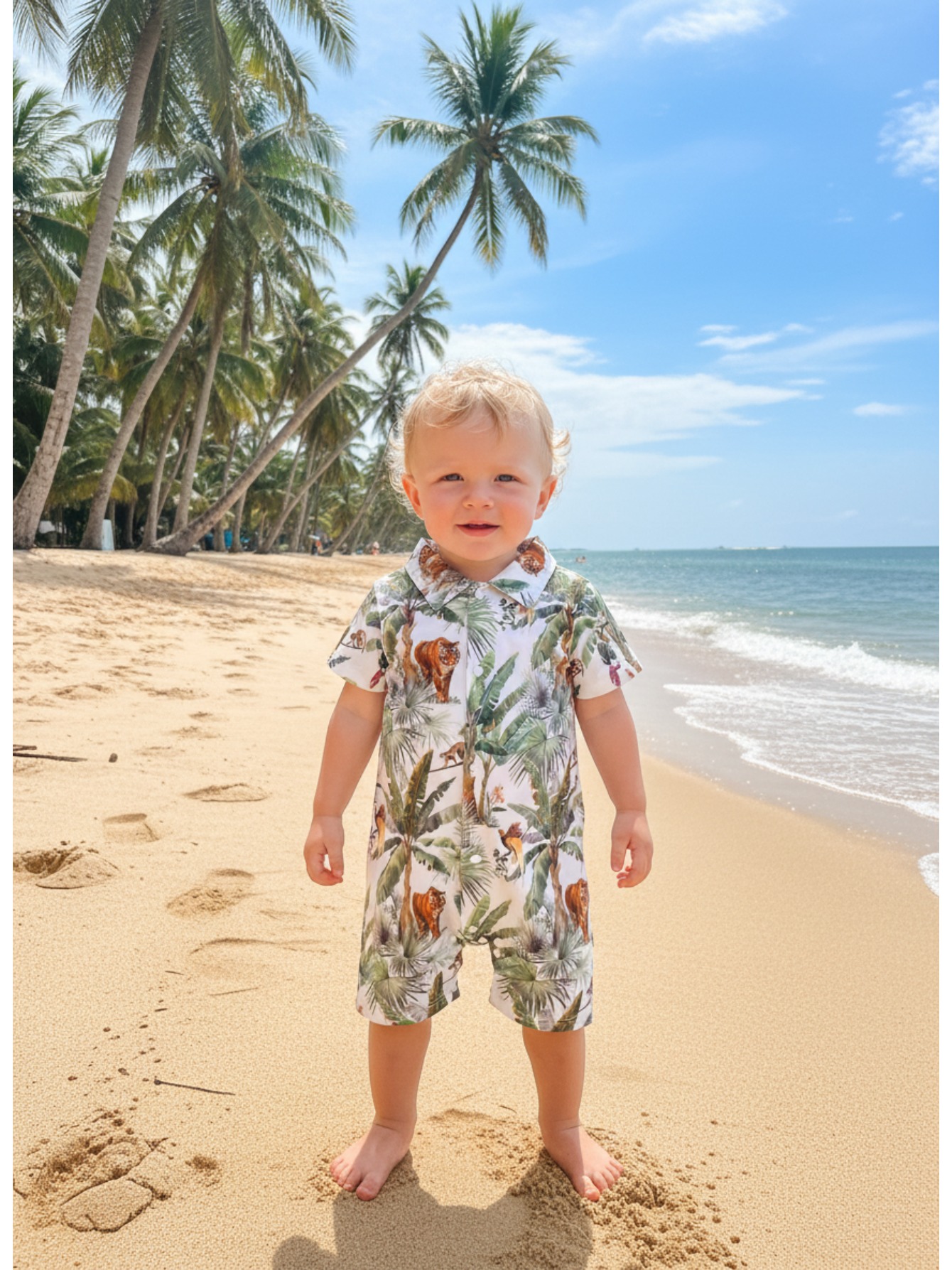 Baby Boy Palm Tree Print Romper