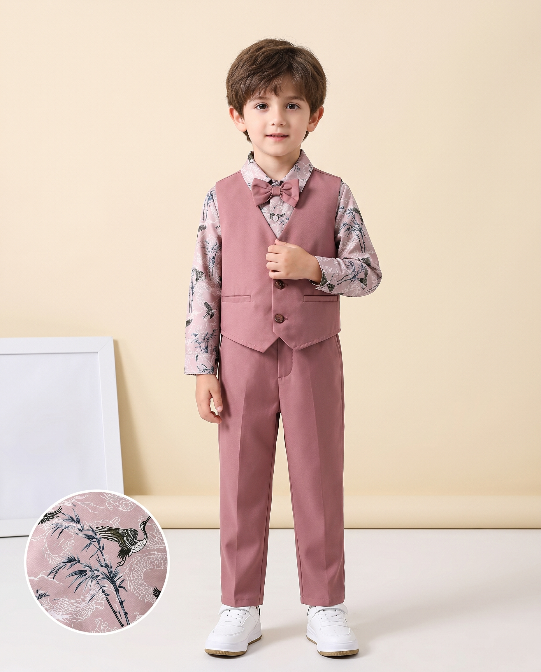Boys Formal Suit Vest & Jacket & Pants 3-Piece Set
