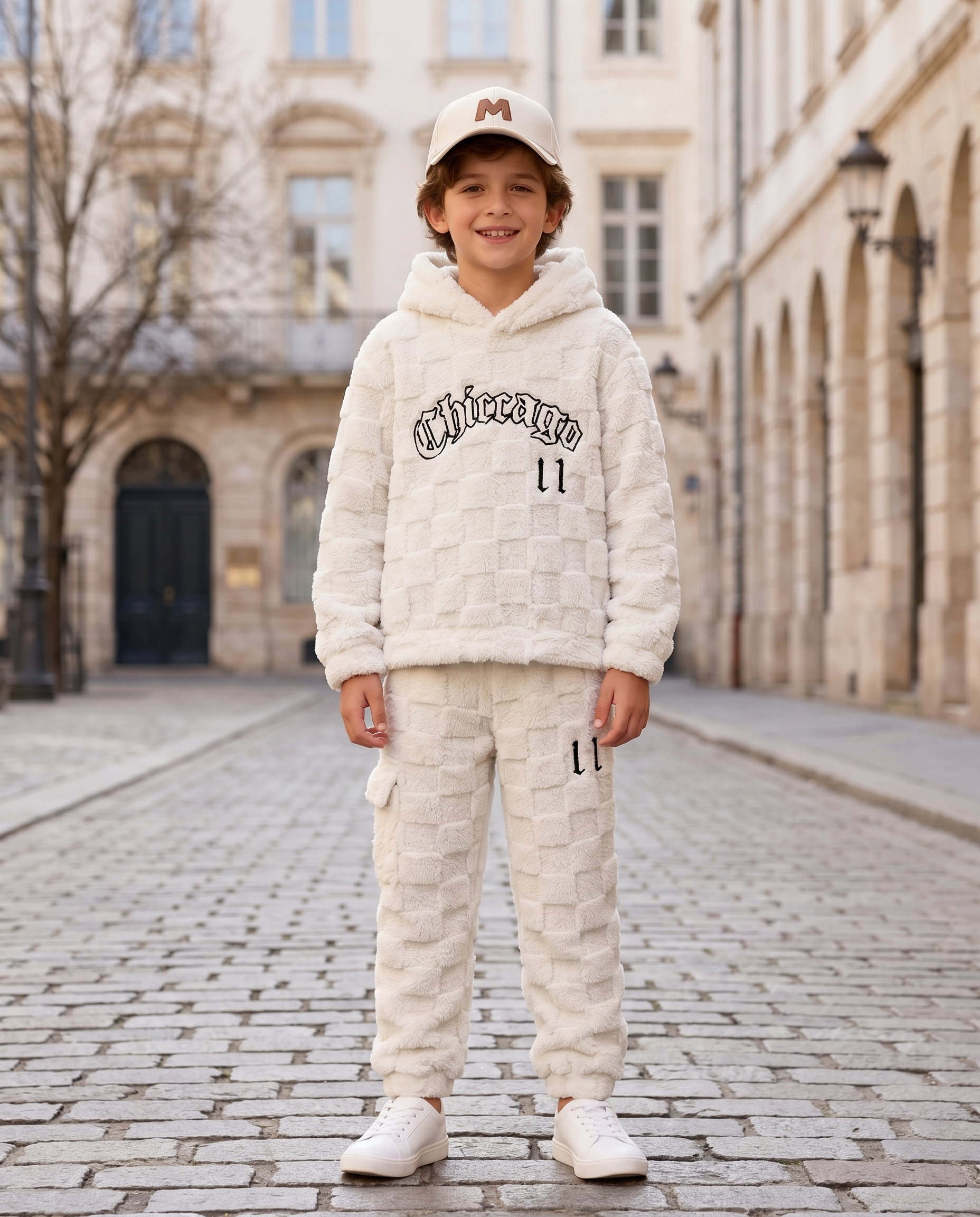 Boys Letter Fleece Hoodie & Pants 2-Piece Set