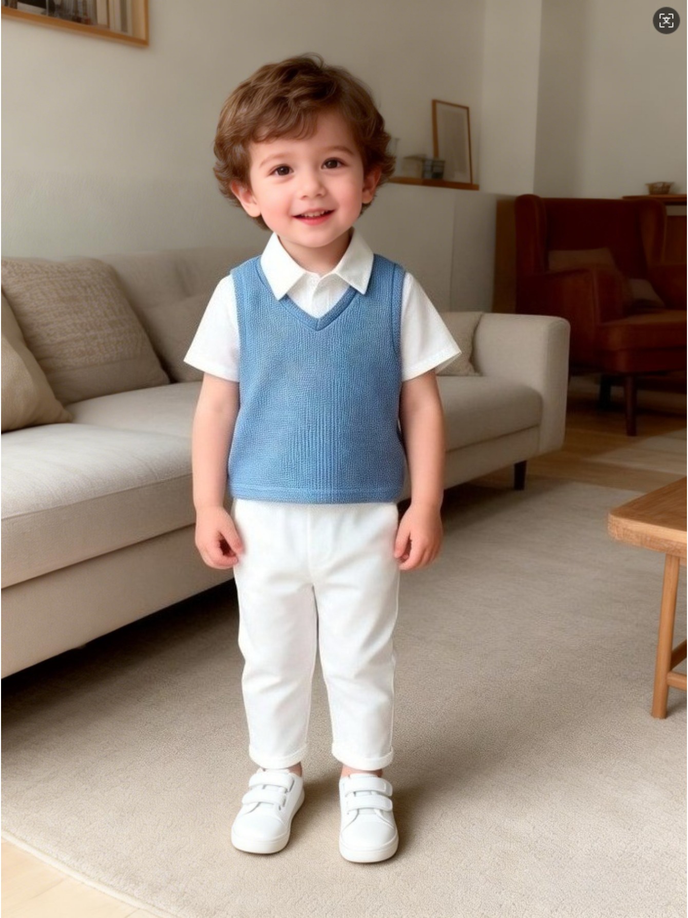 Toddler Boy Spring/Summer Solid Polo Shirt & Pants & Vest 3-Piece Set