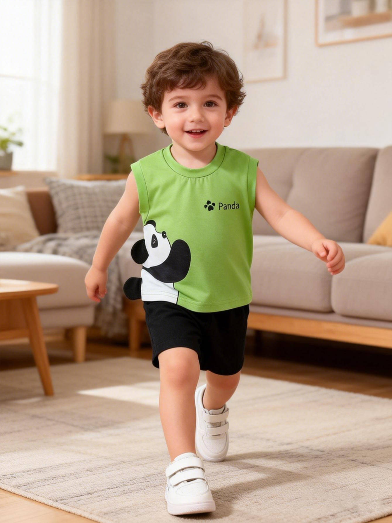 Toddler Boy Summer Panda Print Tank Top & Shorts 2-Piece Set