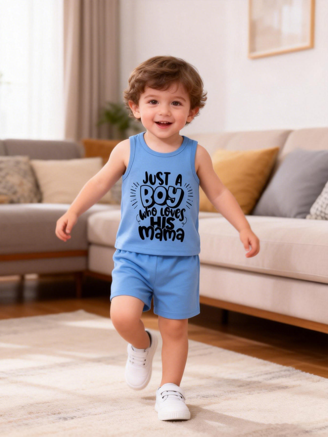 Toddler Boy Summer Letter Print Tank Top & Shorts 2-Piece Set