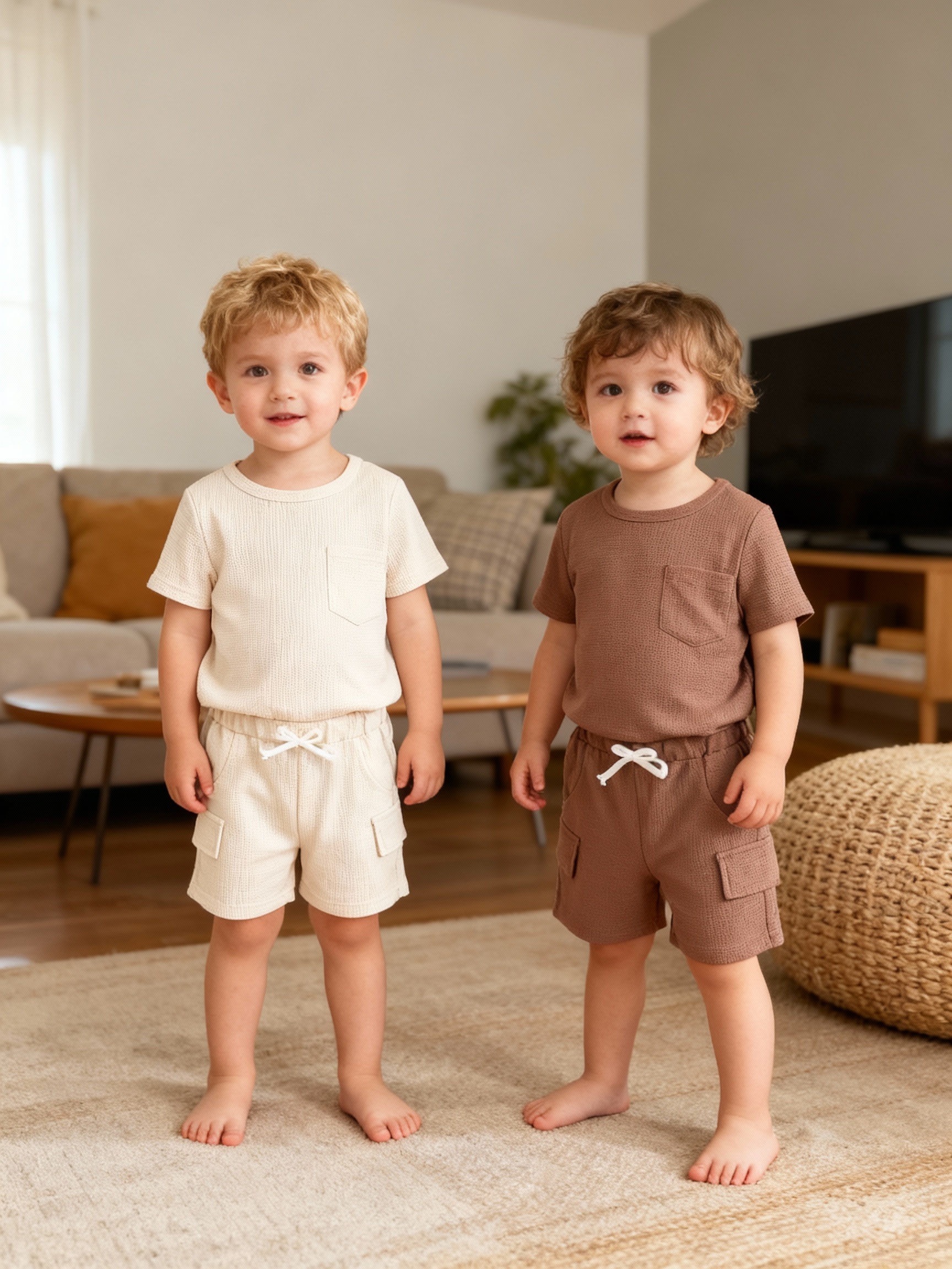 Toddler Boy Summer Pocket Design T-Shirt & Shorts 4-Piece Set